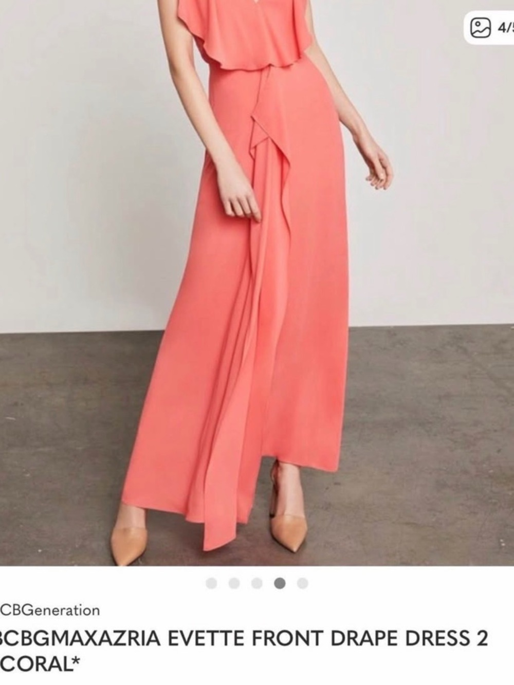 BCBGMaxAzria Coral Front Drape Maxi Skirt